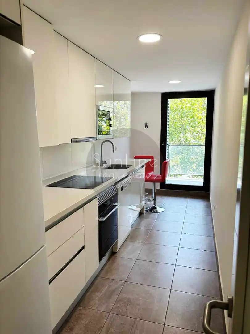 Kitchen of Flat for rent in Valencia  with Air Conditioner, Terrace and Furnished