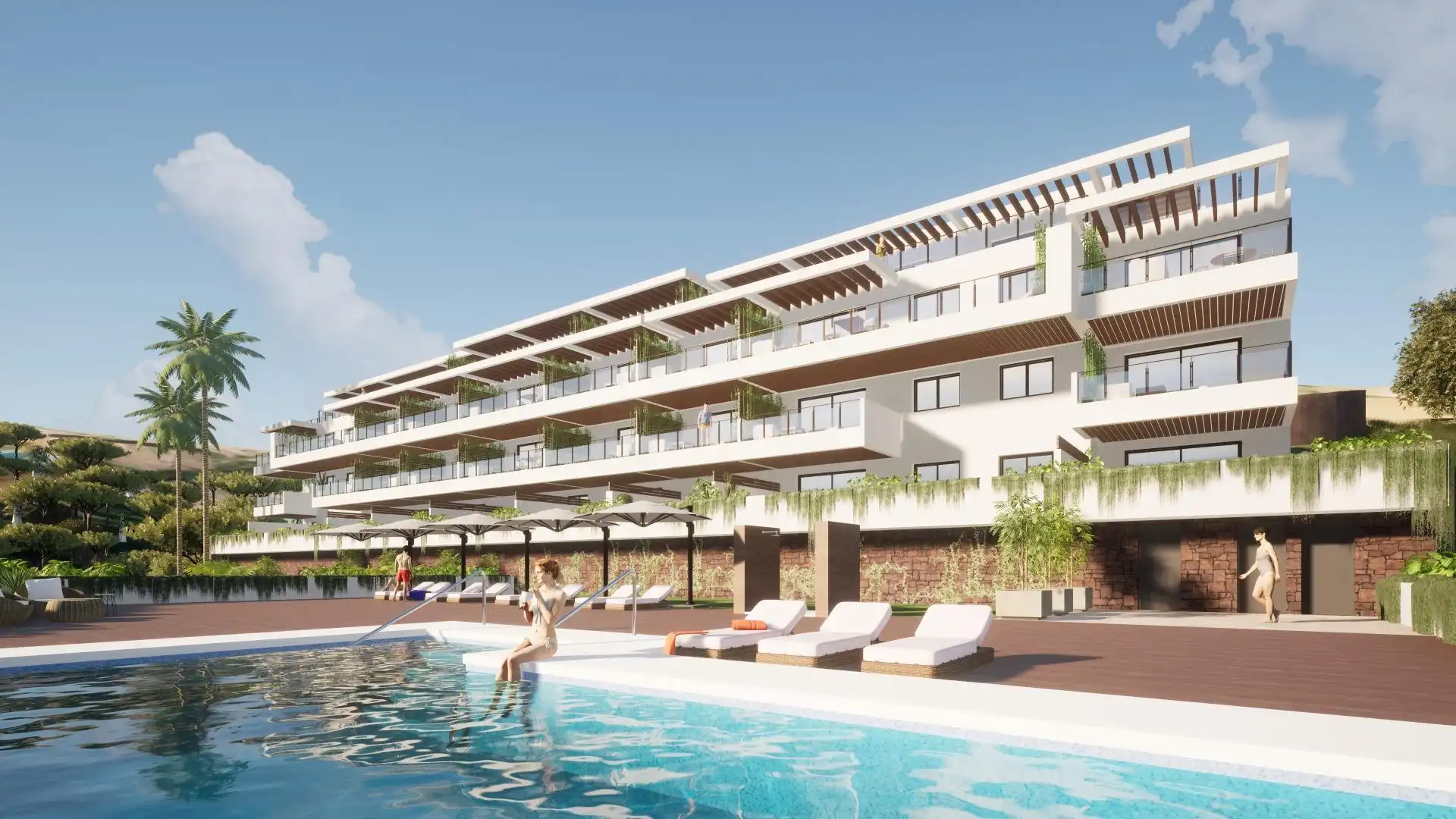 Piscina de Planta baja en venta en Mijas con Aire acondicionado, Jardín privado y Terraza