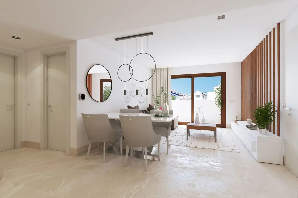 Comedor de Apartamento en venta en Benahavís con Aire acondicionado, Jardín privado y Terraza
