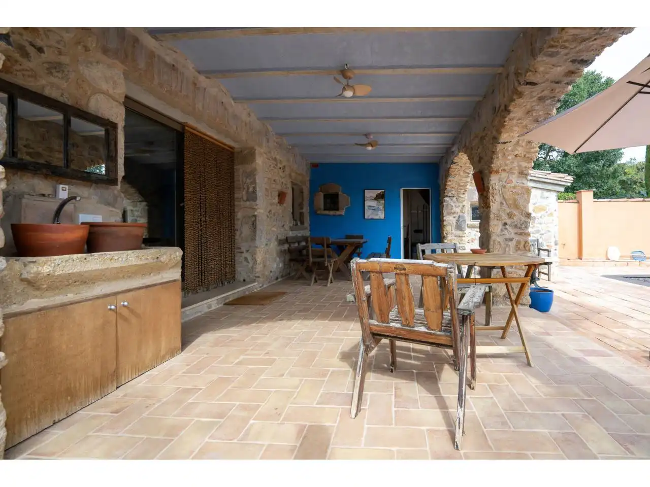 Terrassa de Finca rústica de lloguer en Garrigàs, Girona
