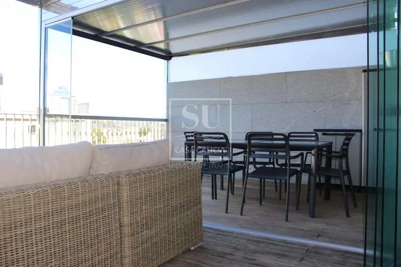 Terrace of Flat for rent in Baiona  with Heating, Parquet flooring and Terrace