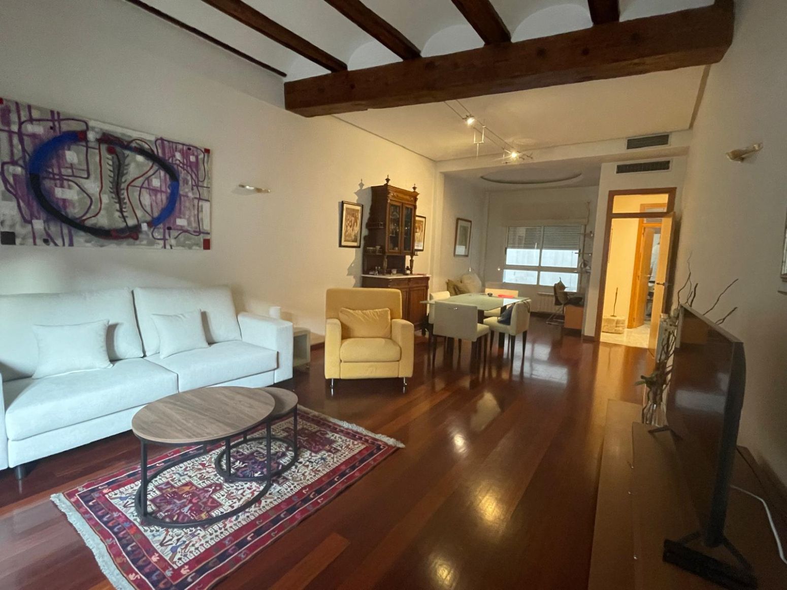 Living room of Flat to rent in  Valencia Capital  with Air Conditioner, Heating and Parquet flooring
