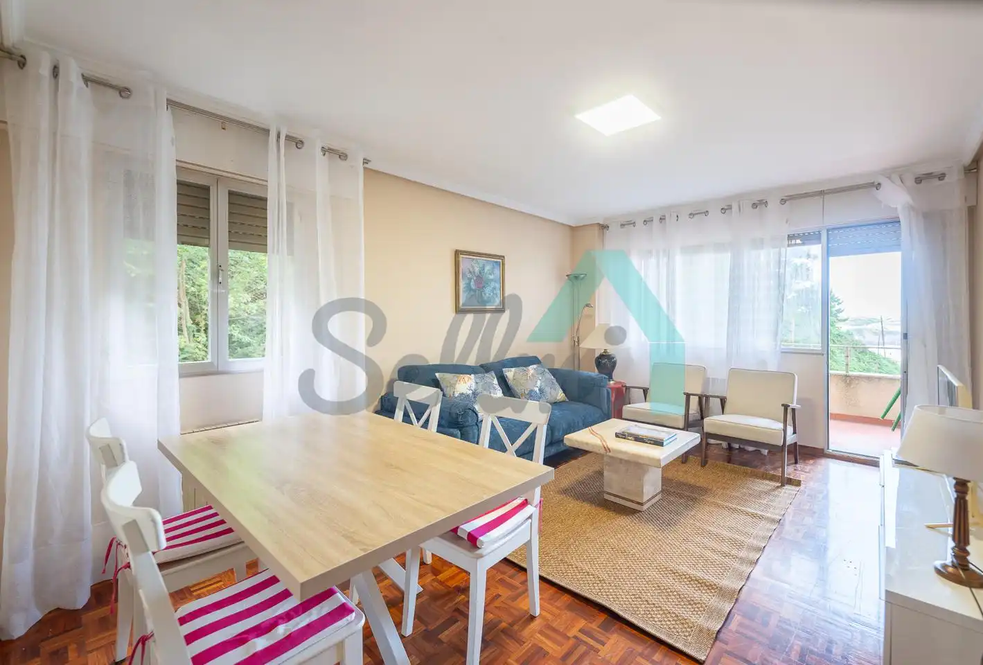 Wohnzimmer von Wohnung zur Miete in Castrillón mit Heizung, Parkett und Terrasse
