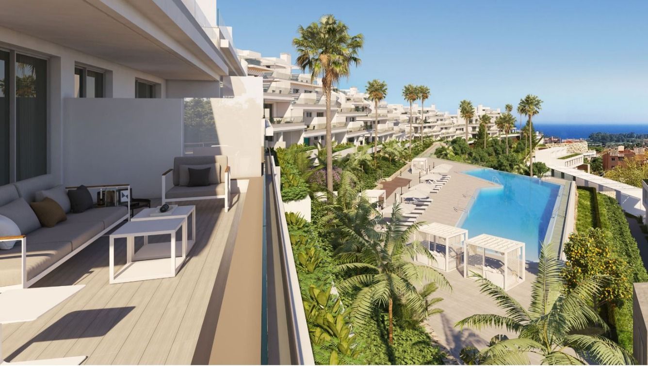 Exterior view of Single-family semi-detached to rent in Estepona  with Air Conditioner, Private garden and Parquet flooring