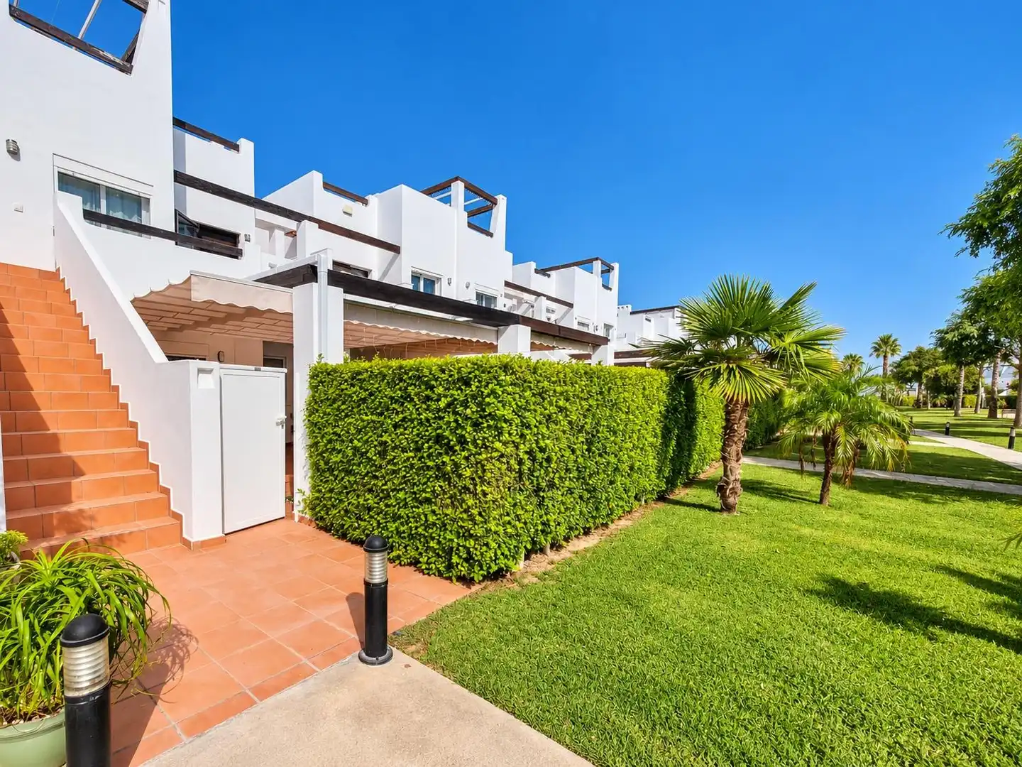 Garten von Einfamilien-Reihenhaus zur Miete in Alhama de Murcia mit Klimaanlage, Heizung und Privatgarten