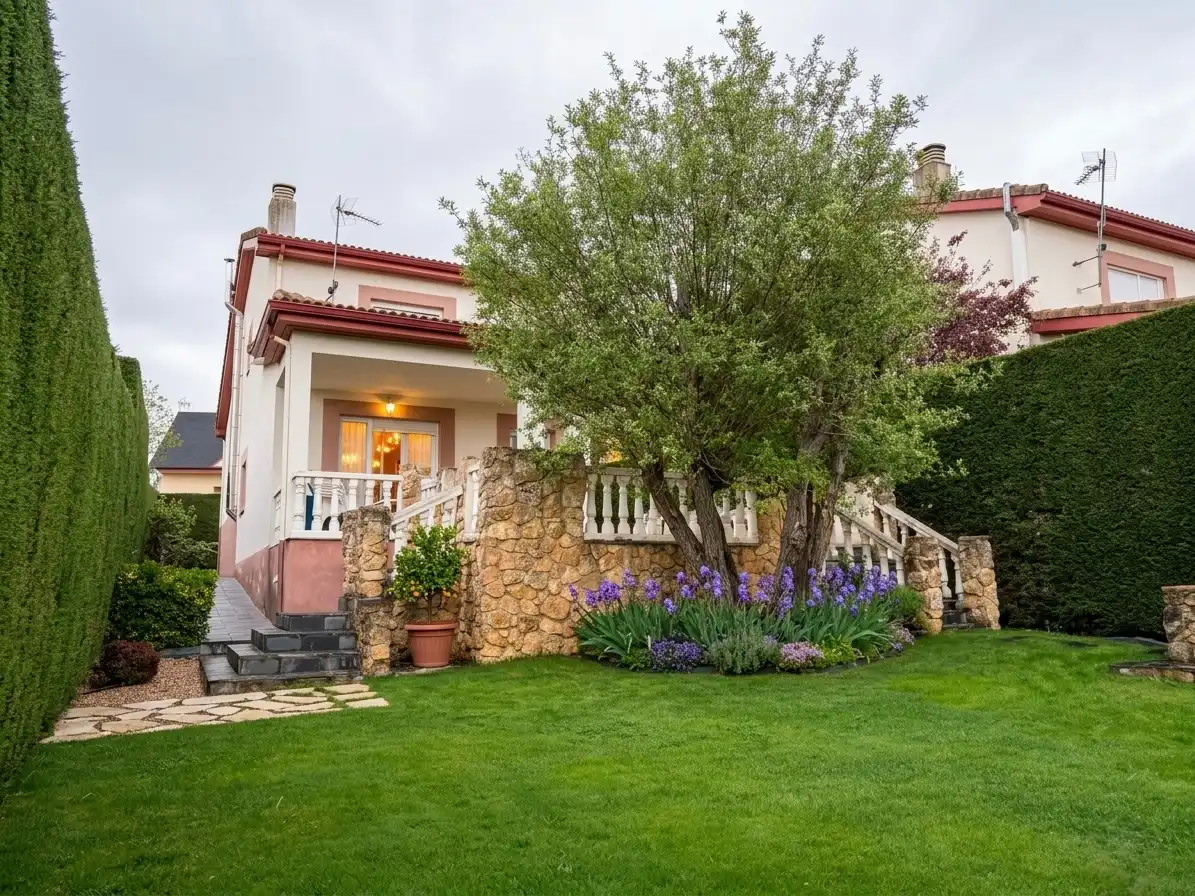 Vista exterior de Casa o xalet en venda en El Espinar amb Calefacció, Jardí privat i Terrassa