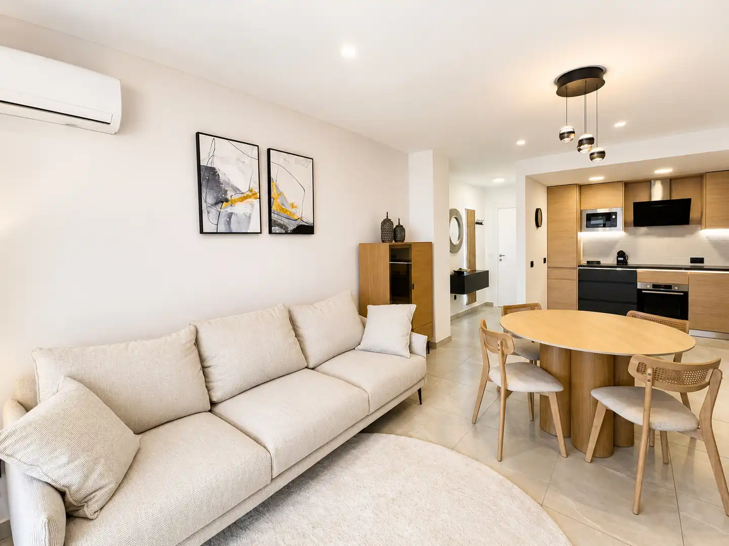 Sala d'estar de Apartament en venda en Calpe / Calp amb Aire condicionat, Calefacció i Jardí privat