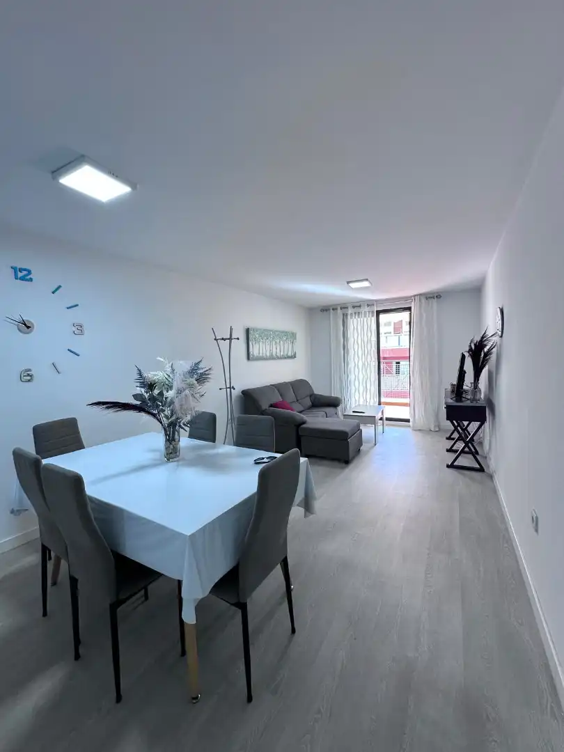 Sala d'estar de Pis de lloguer en Roquetas de Mar amb Aire condicionat, Terrassa i Moblat