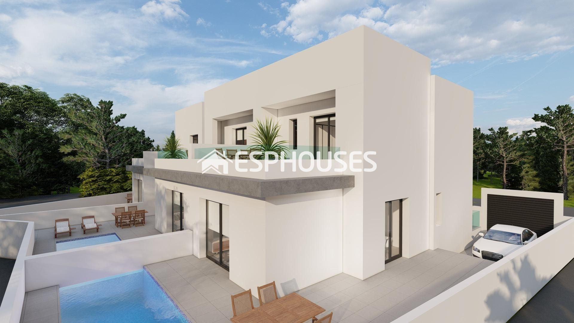 Exterior view of Single-family semi-detached for sale in Daya Nueva  with Air Conditioner, Swimming Pool and Balcony