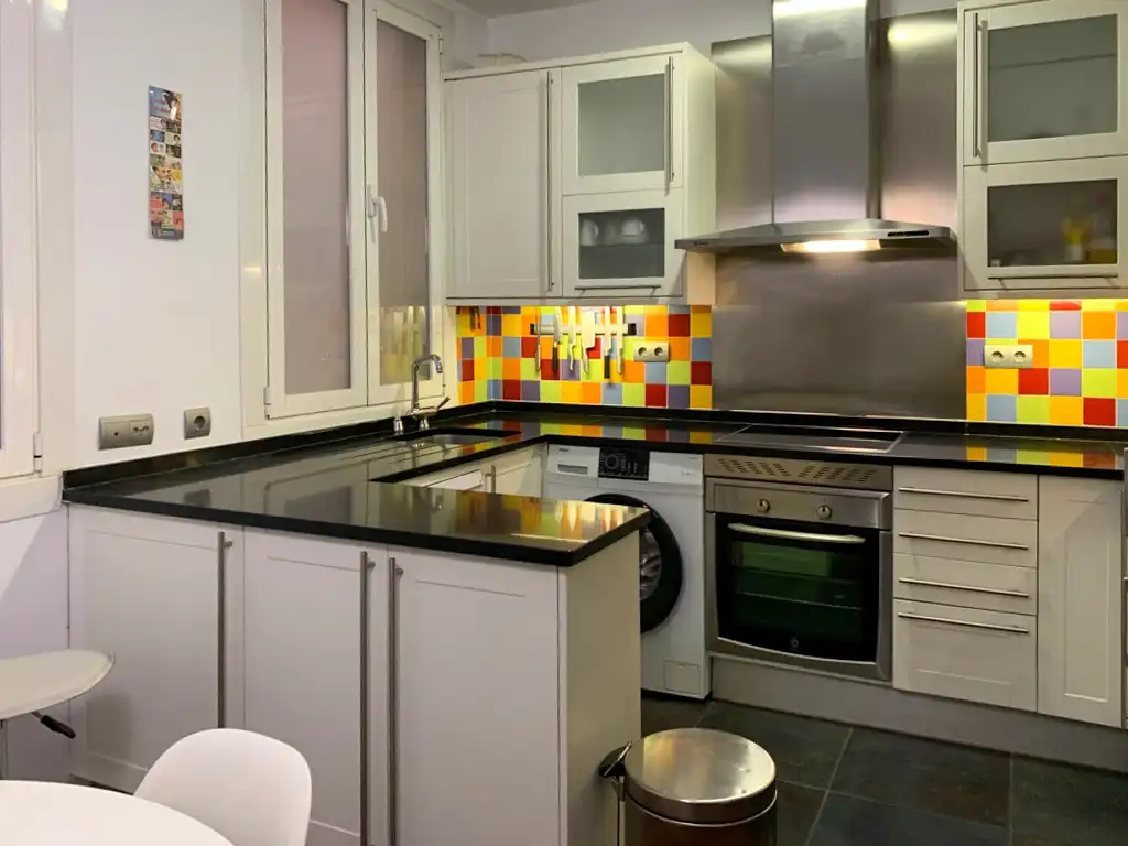 Kitchen of Flat for rent in Madrid  with Air Conditioner, Heating and Private garden