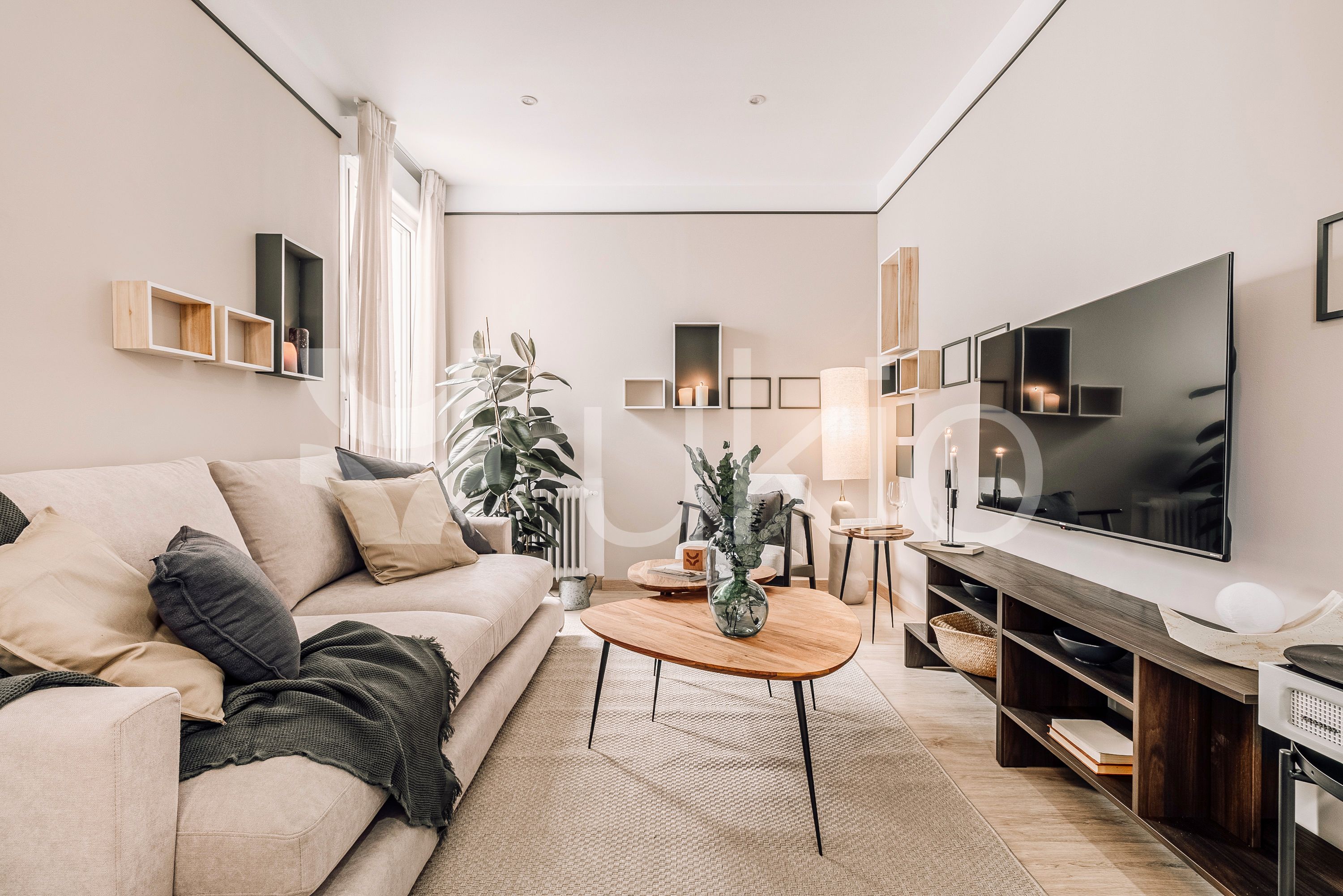 Living room of Apartment to rent in  Madrid Capital  with Air Conditioner, Heating and Furnished