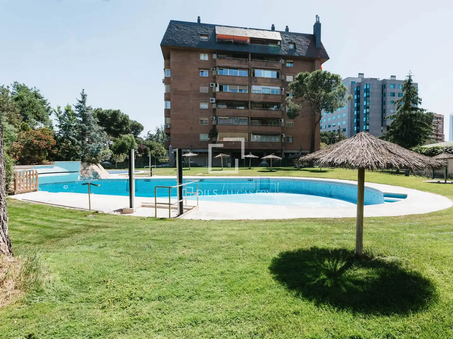 Swimming pool of Flat for rent in Madrid  with Air Conditioner, Heating and Private garden