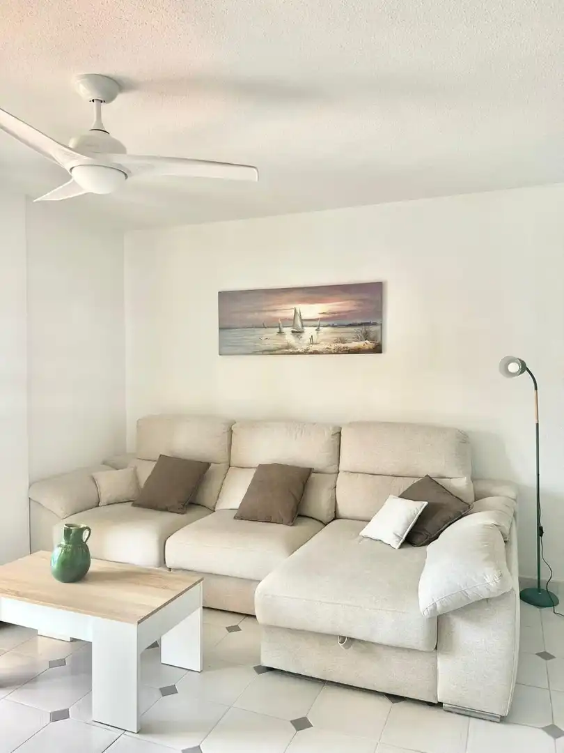 Sala d'estar de Apartament de lloguer en La Manga del Mar Menor amb Calefacció, Terrassa i Moblat
