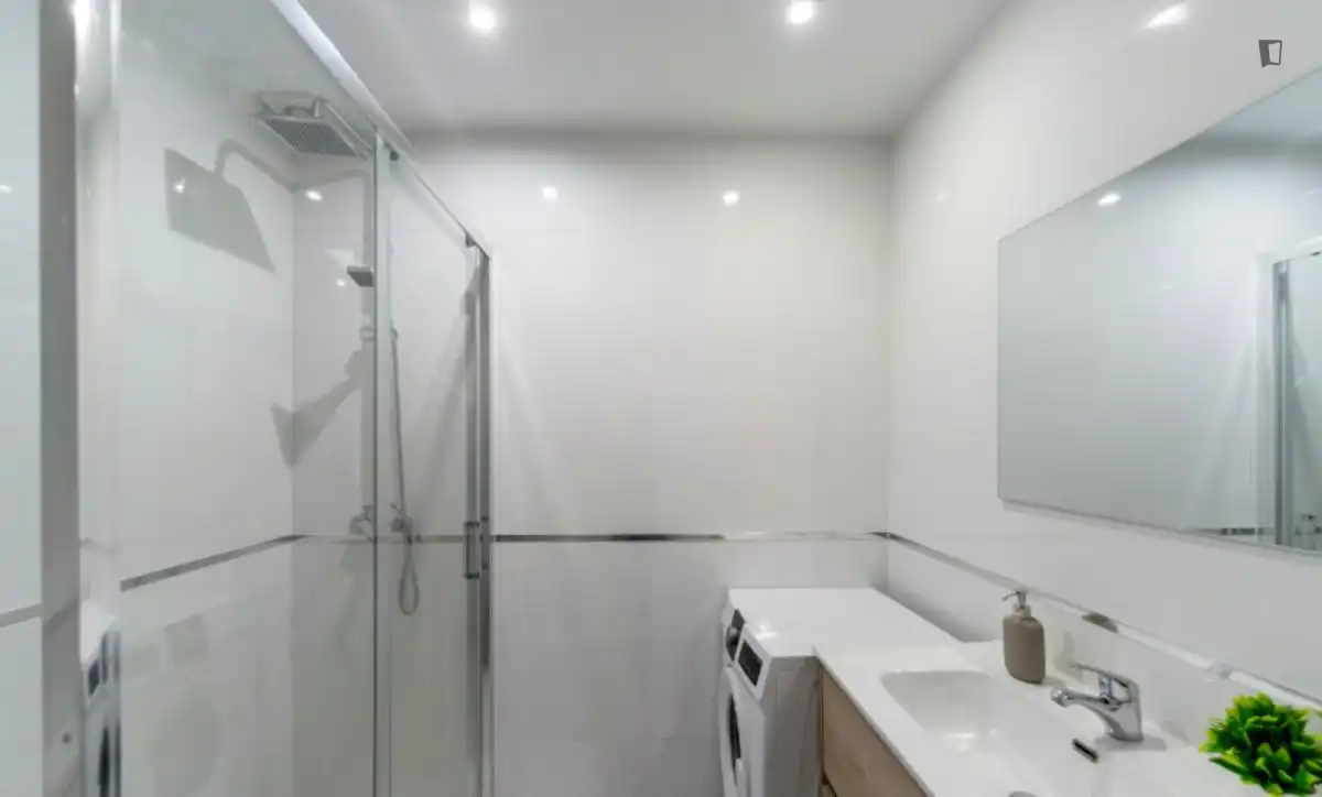 Badezimmer von Wohnungen zur untervermieten in Madrid mit Möbliert, Ofen und Waschmaschine