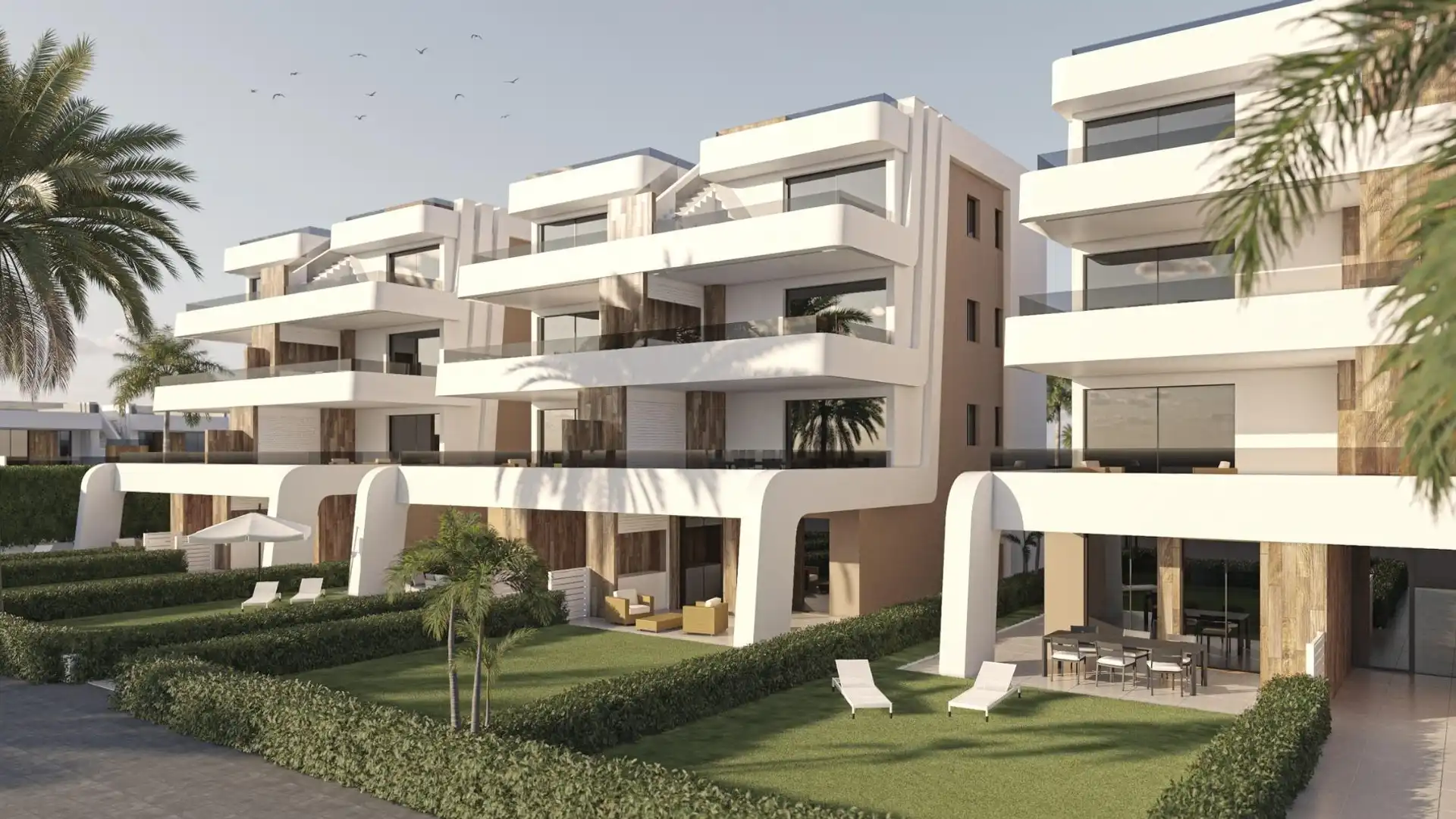 Vista exterior de Planta baja en venta en Alhama de Murcia con Jardín privado, Terraza y Piscina comunitaria