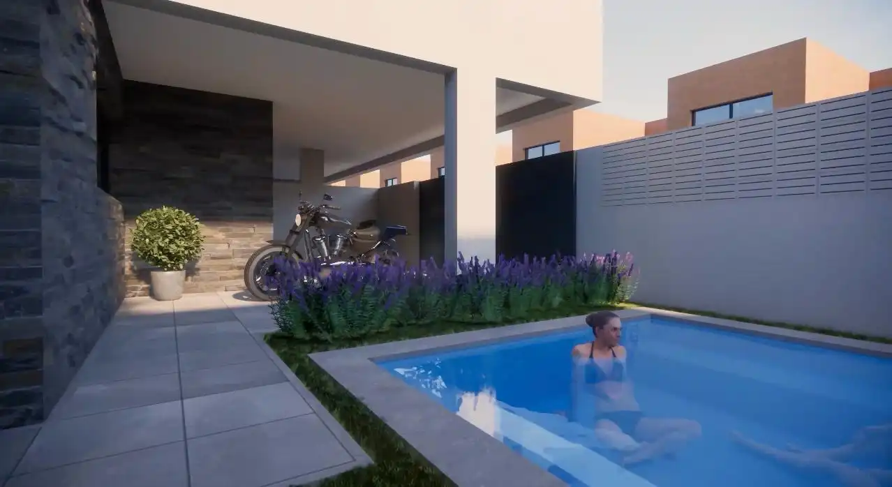 Piscina de Casa adosada en venta en Huércal de Almería con Jardín privado y Terraza