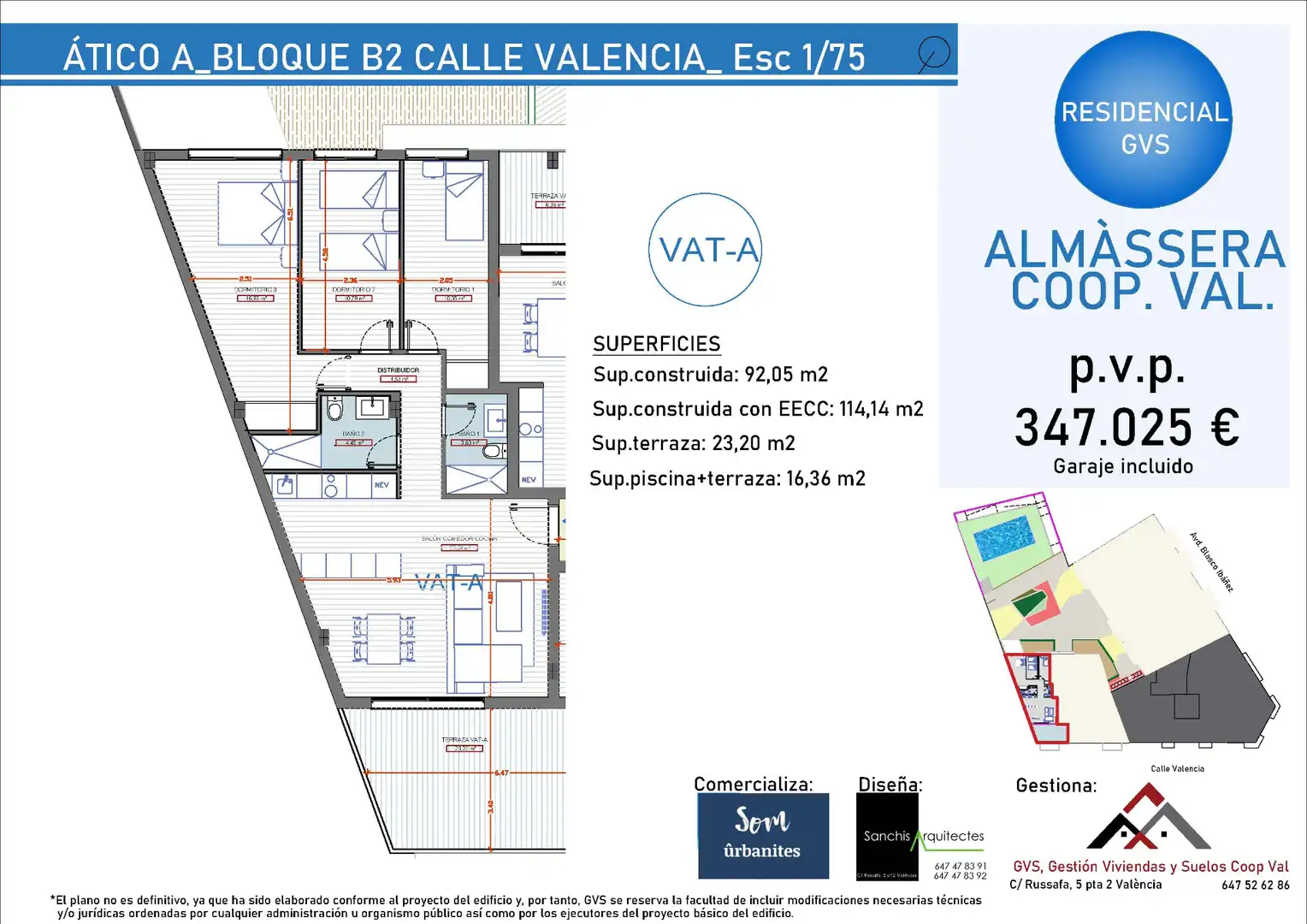 Wohnung zum Verkauf in Almàssera mit Terrasse, Abstellraum und Gemeinschaftspool