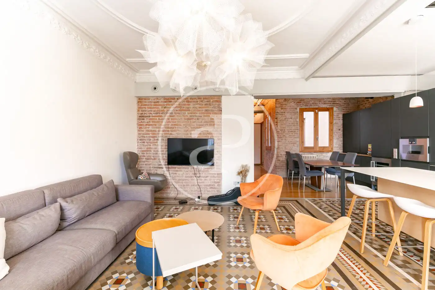 Sala de estar de Piso de alquiler en Barcelona con Aire acondicionado, Calefacción y Amueblado