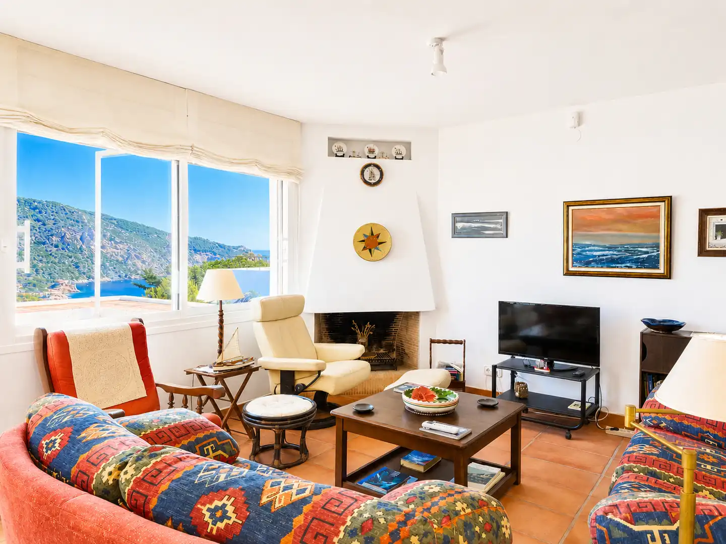 Sala de estar de Casa adosada en venta en Begur con Aire acondicionado y Terraza