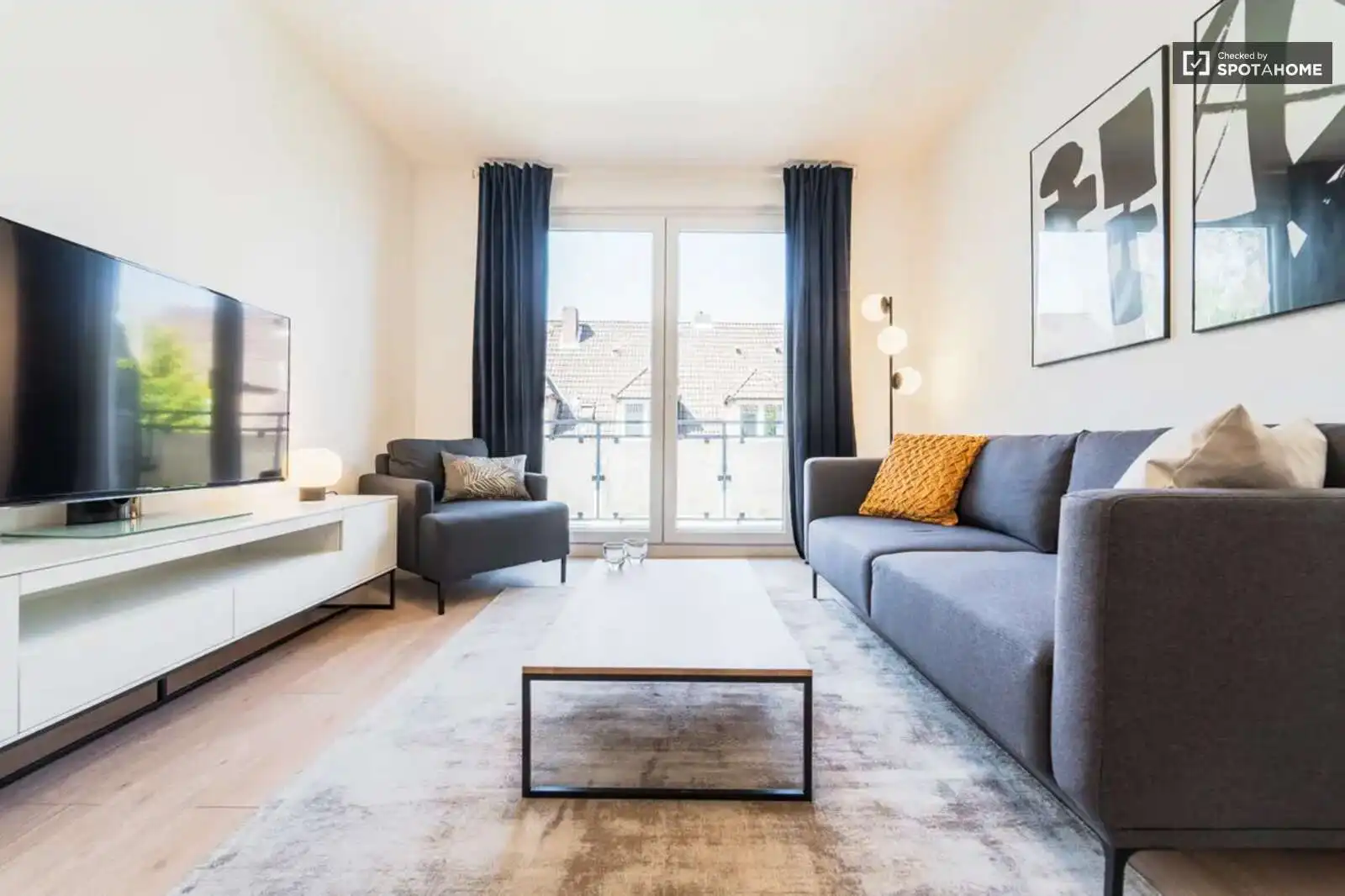 Sala d'estar de Apartament per a compartir en Fraga amb Aire condicionat, Terrassa i Moblat