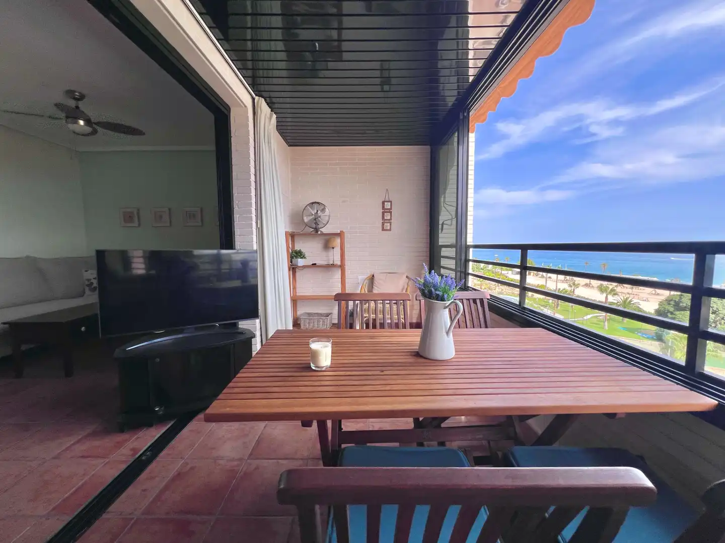 Terrace of Flat for rent in Villajoyosa / La Vila Joiosa  with Air Conditioner, Private garden and Terrace