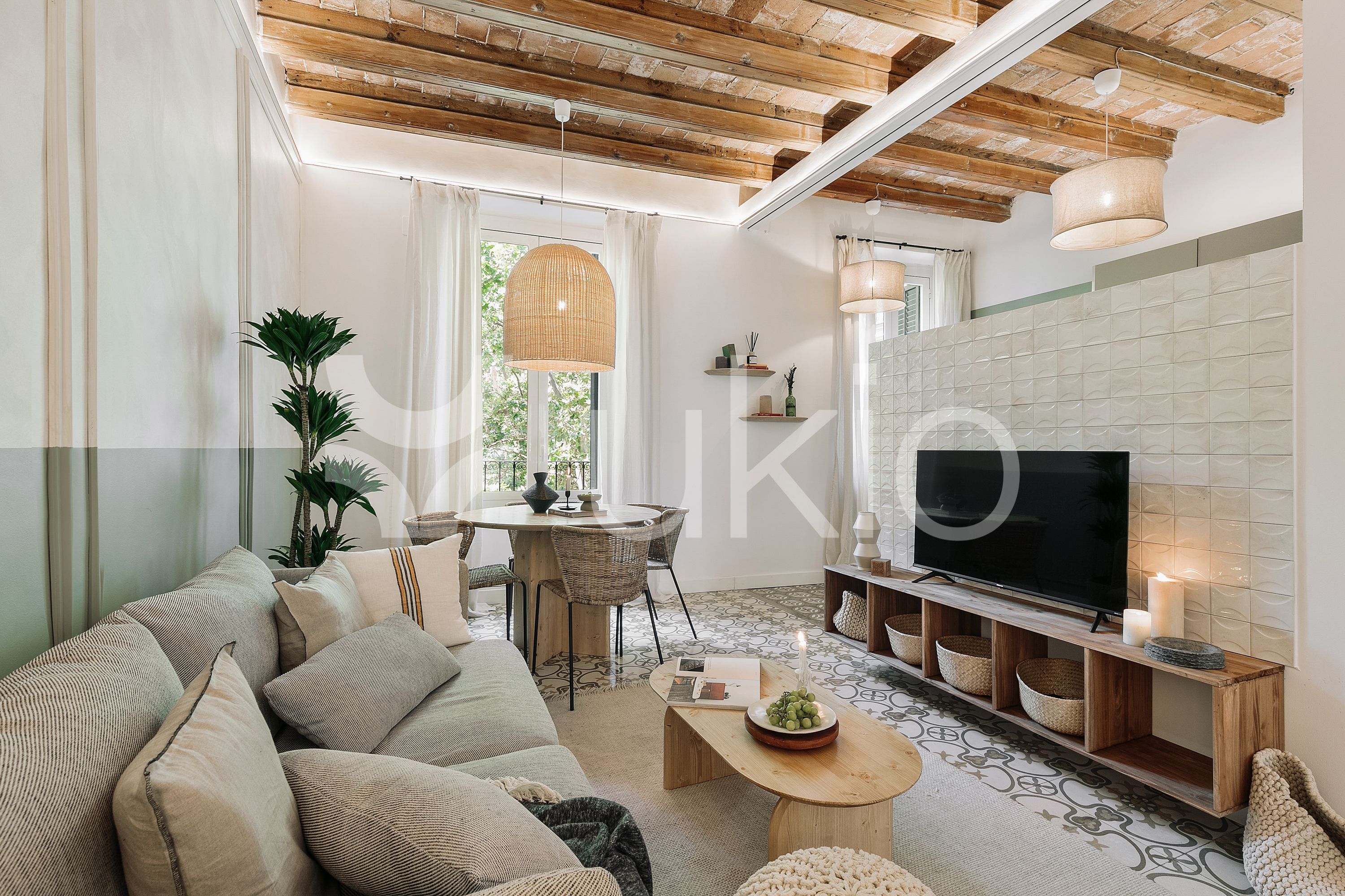 Sala d'estar de Apartament de lloguer en  Barcelona Capital amb Aire condicionat, Calefacció i Terrassa