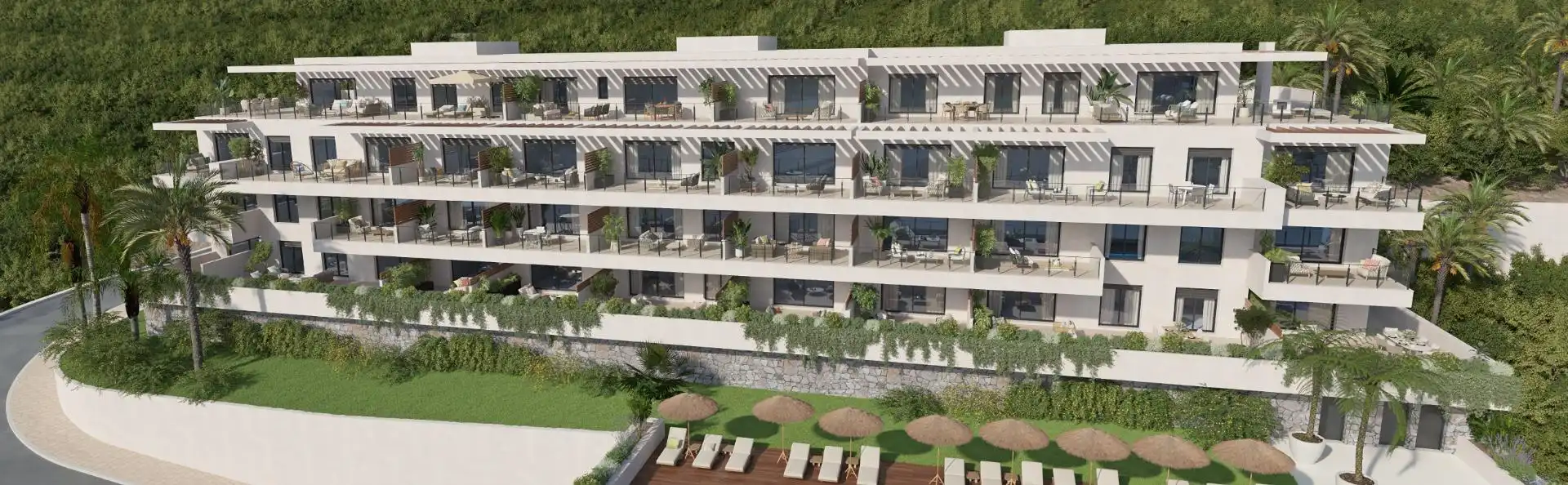 Vista exterior de Planta baja en venta en Mijas con Aire acondicionado, Jardín privado y Terraza