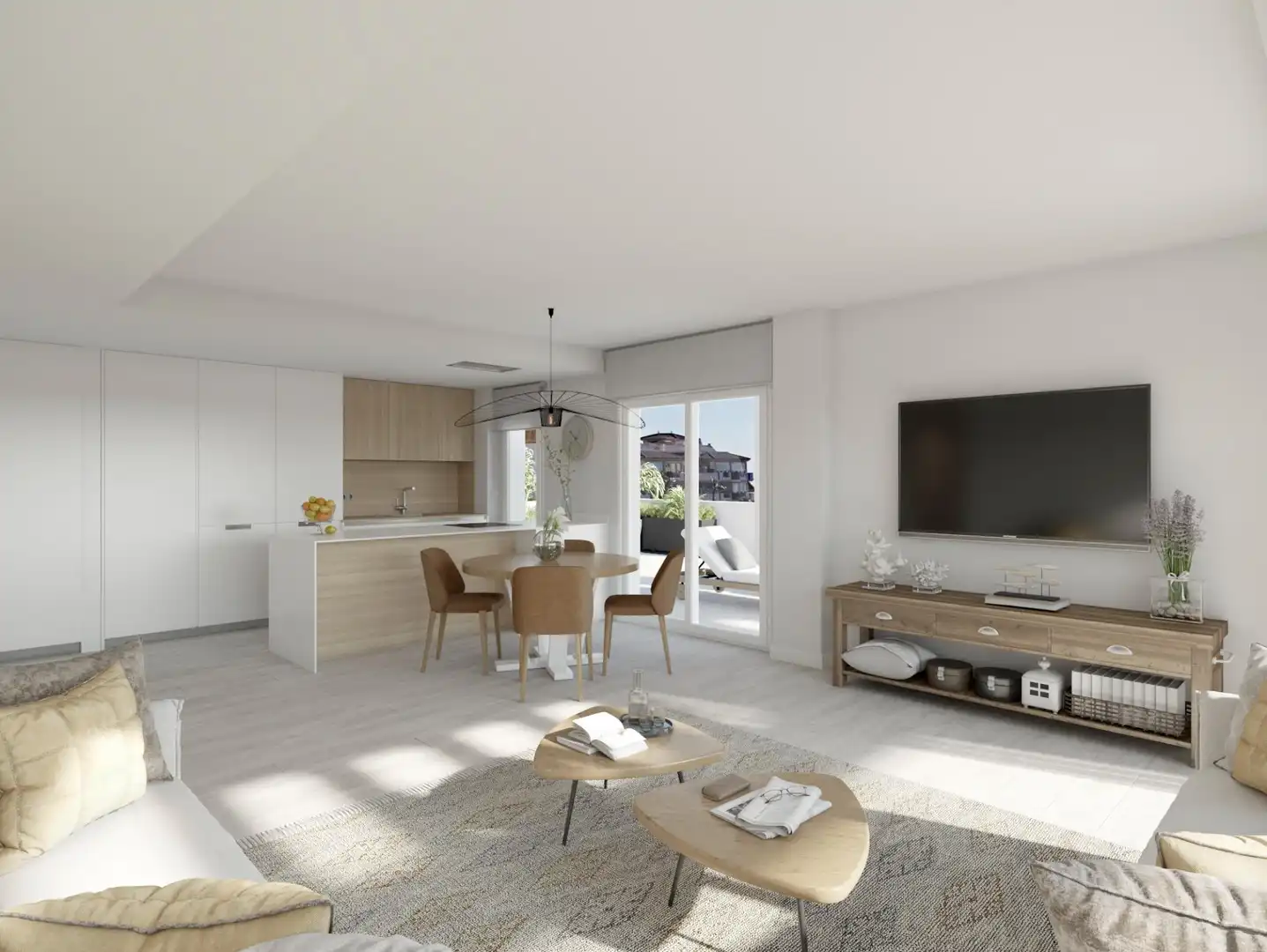 Sala de estar de Planta baja en venta en Mijas con Aire acondicionado, Jardín privado y Terraza