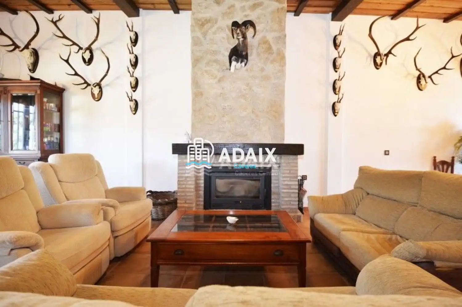 Sala de estar de Finca rústica en venta en Aliseda con Aire acondicionado y Terraza
