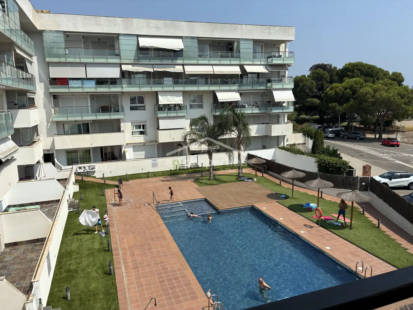 Swimming pool of Apartments for sale in Roses  with Parquet flooring, Terrace and Furnished