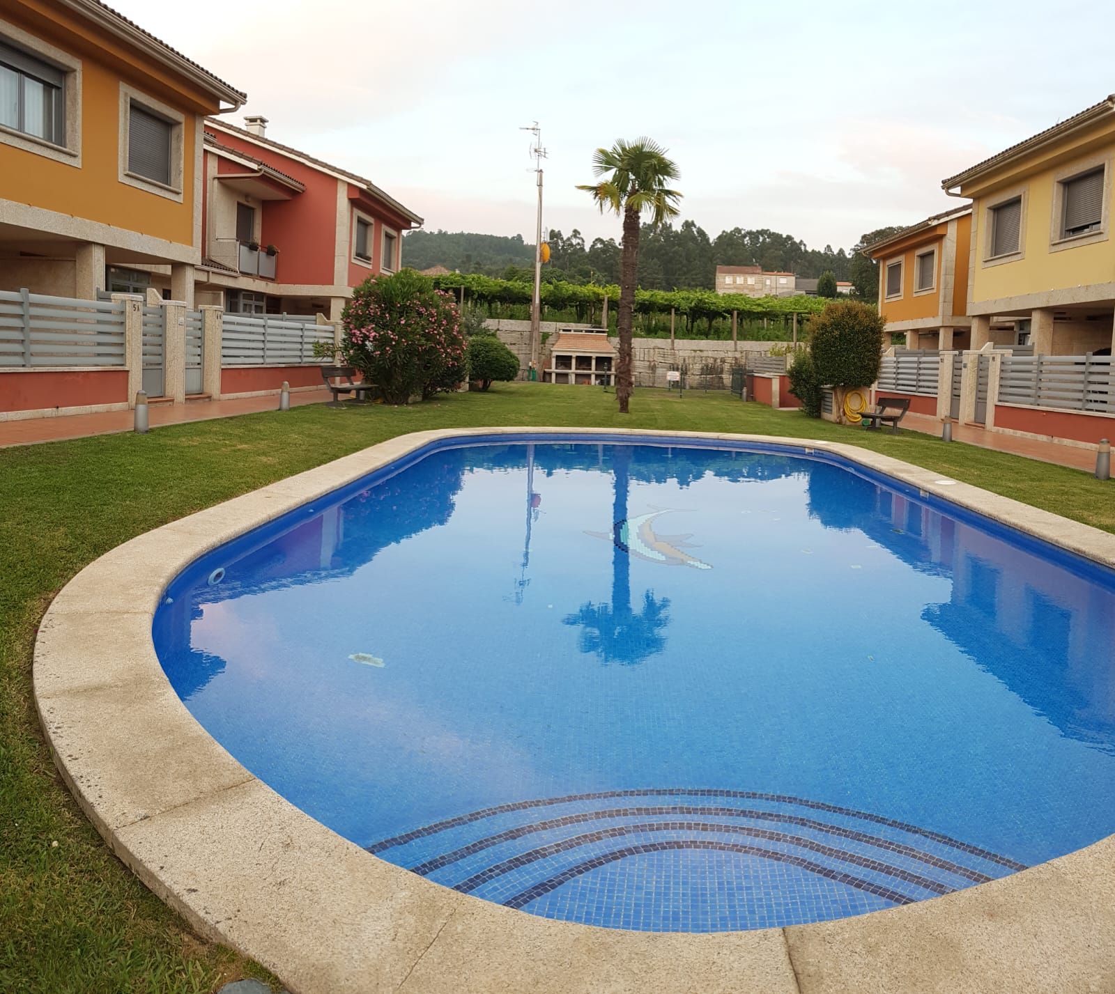 Swimming pool of Single-family semi-detached for sale in Ribadumia  with Heating, Parquet flooring and Terrace