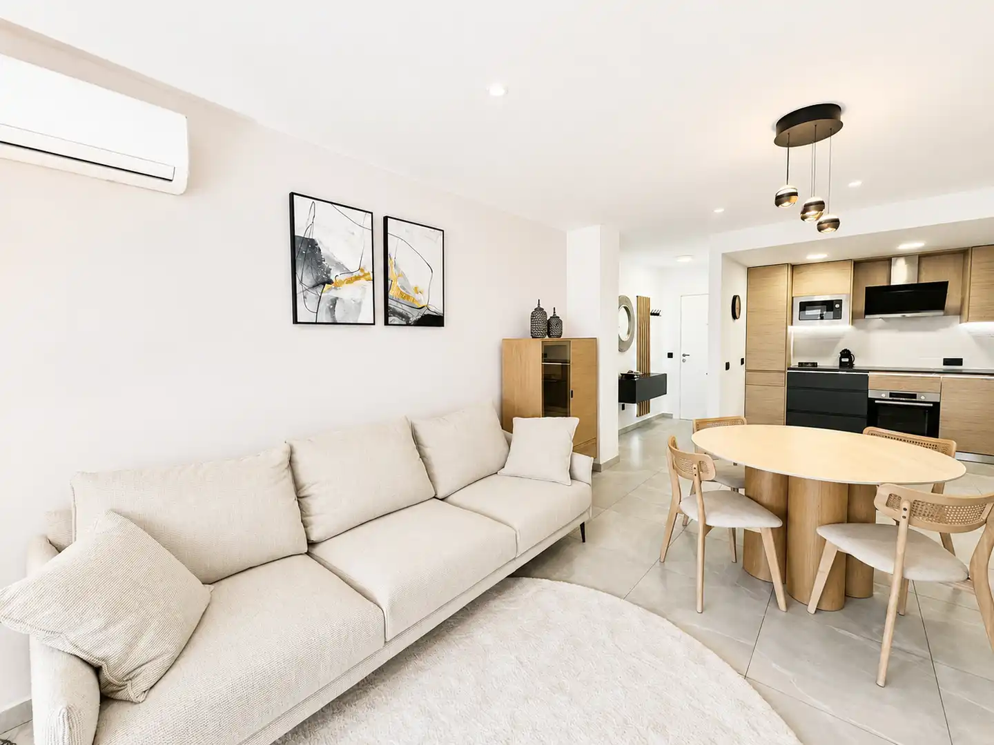 Sala d'estar de Apartament en venda en Calpe / Calp amb Aire condicionat, Calefacció i Jardí privat