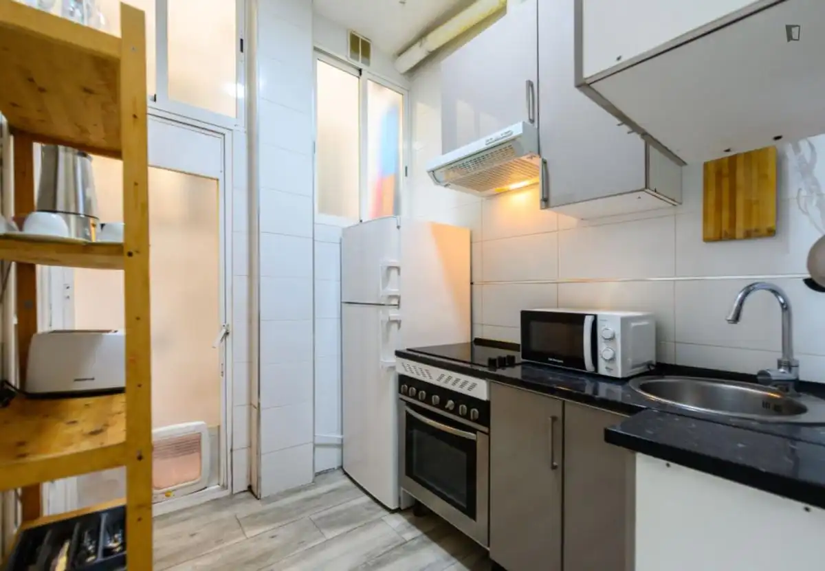 Cuina de Apartament de lloguer en Madrid amb Calefacció, Moblat i Forn