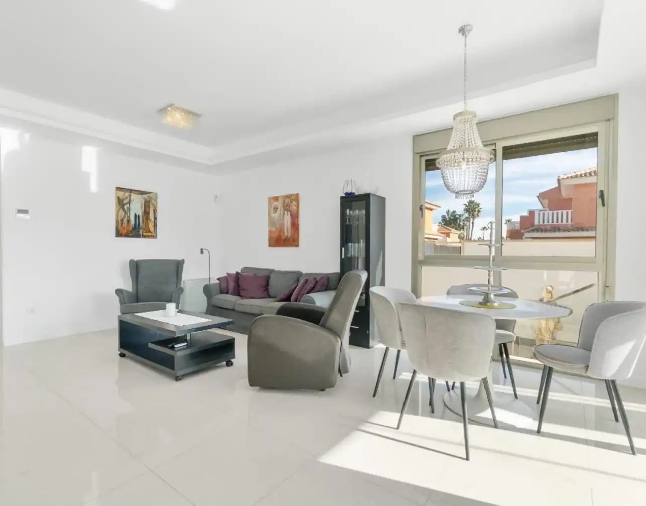 Sala de estar de Casa o chalet en venta en Rojales con Parquet, Piscina y Amueblado