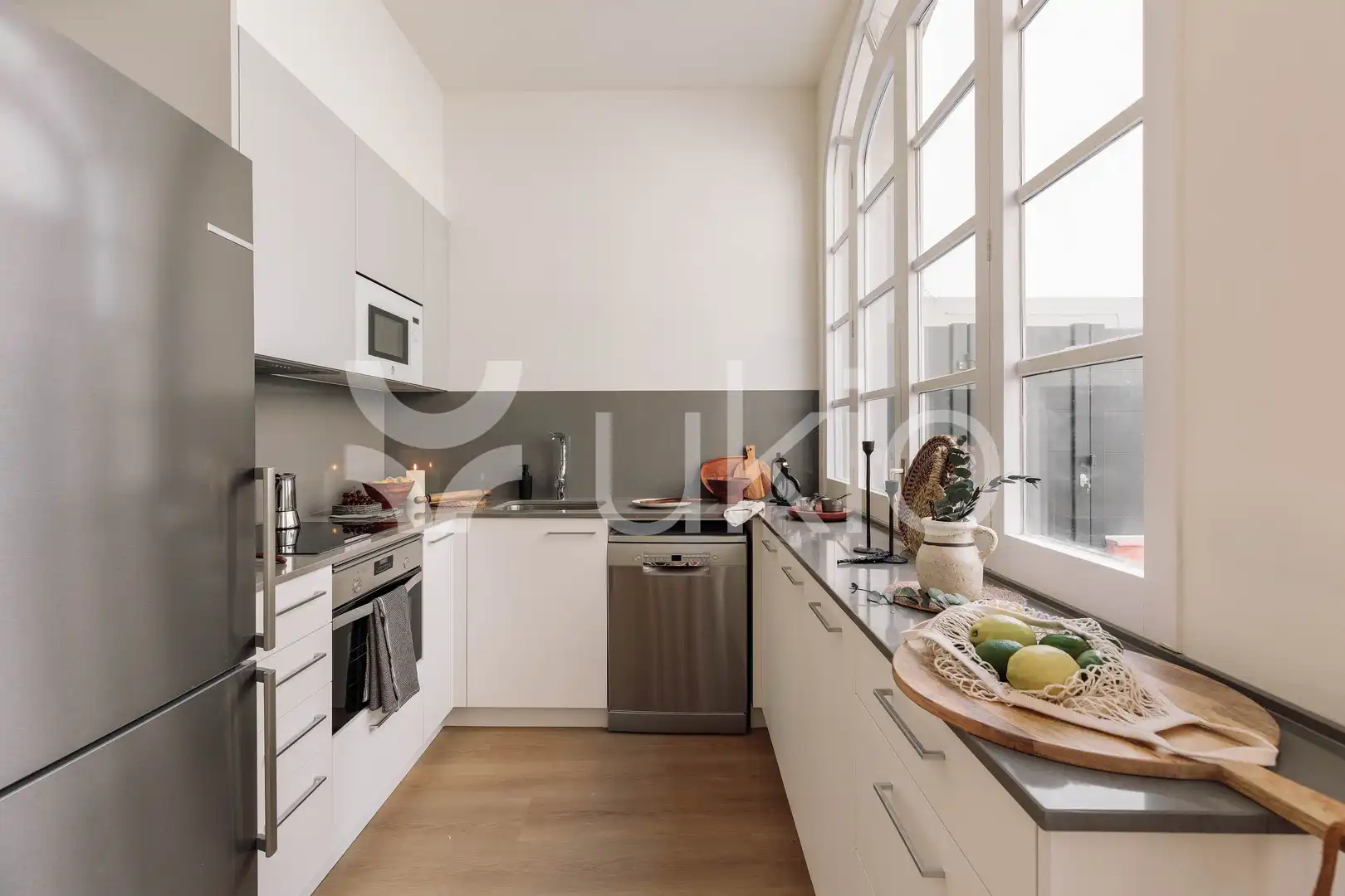 Cocina de Apartamento de alquiler en Barcelona con Aire acondicionado, Calefacción y Terraza
