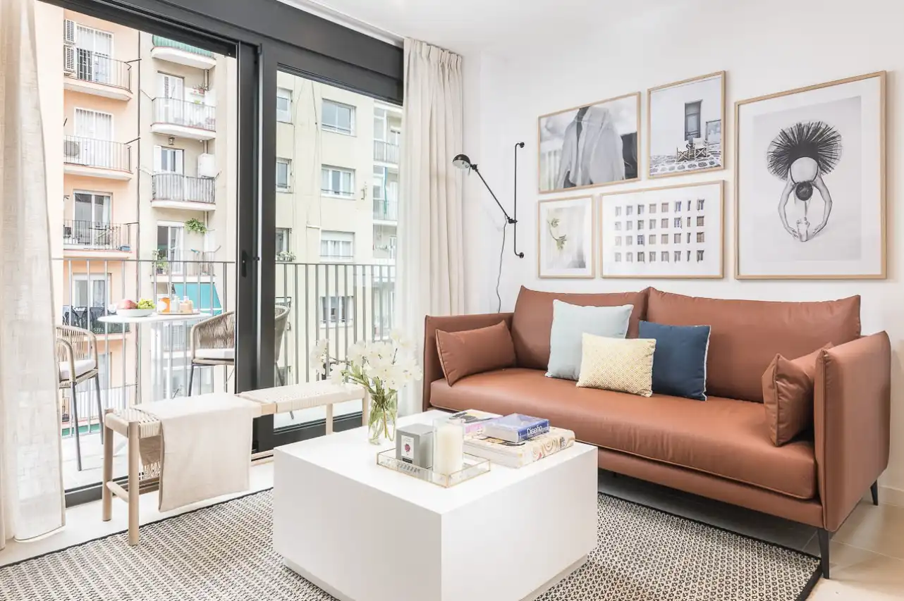 Living room of Apartments for rent in Barcelona  with Air Conditioner, Heating and Private garden