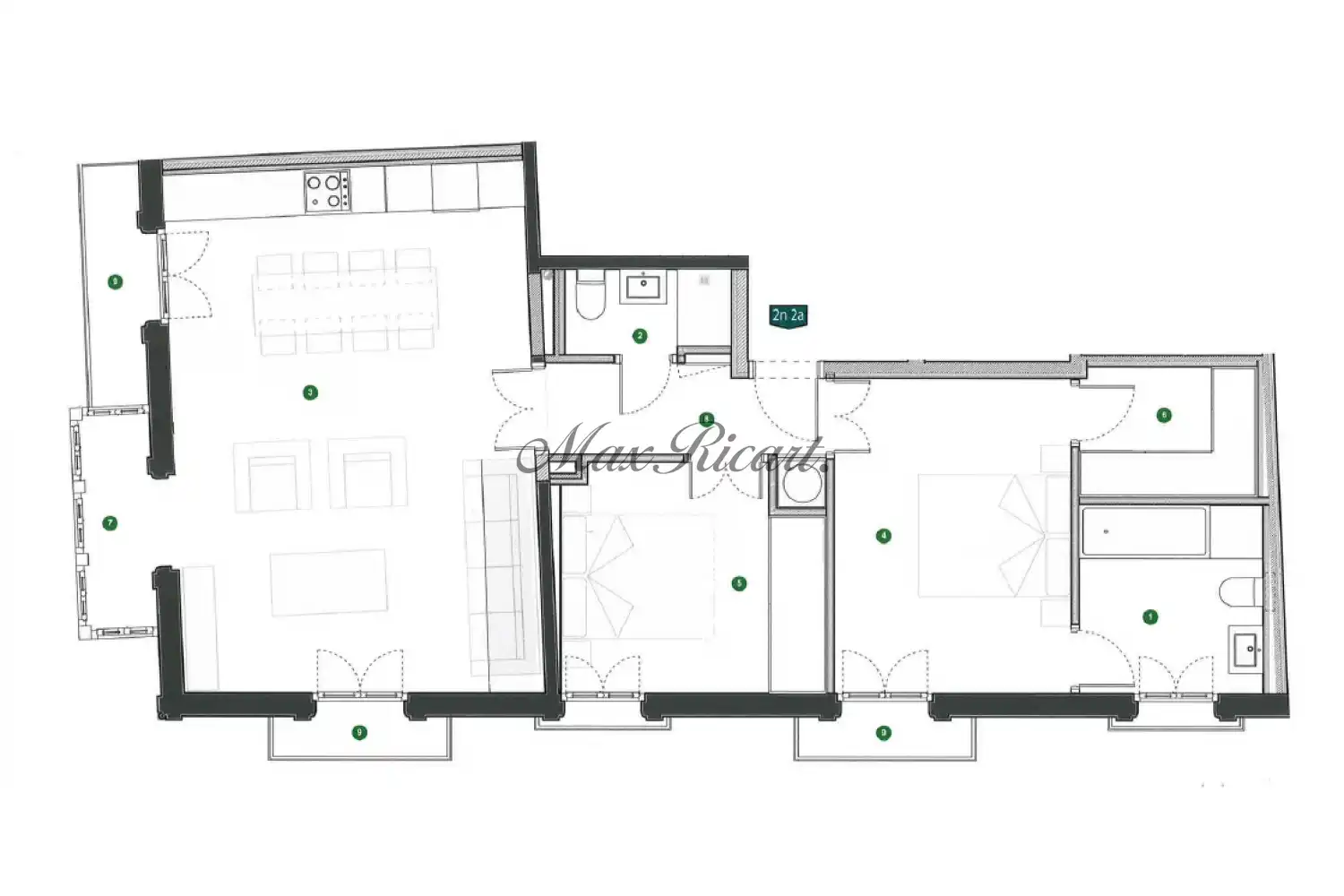 Wohnung zur Miete in Barcelona mit Klimaanlage, Heizung und Terrasse