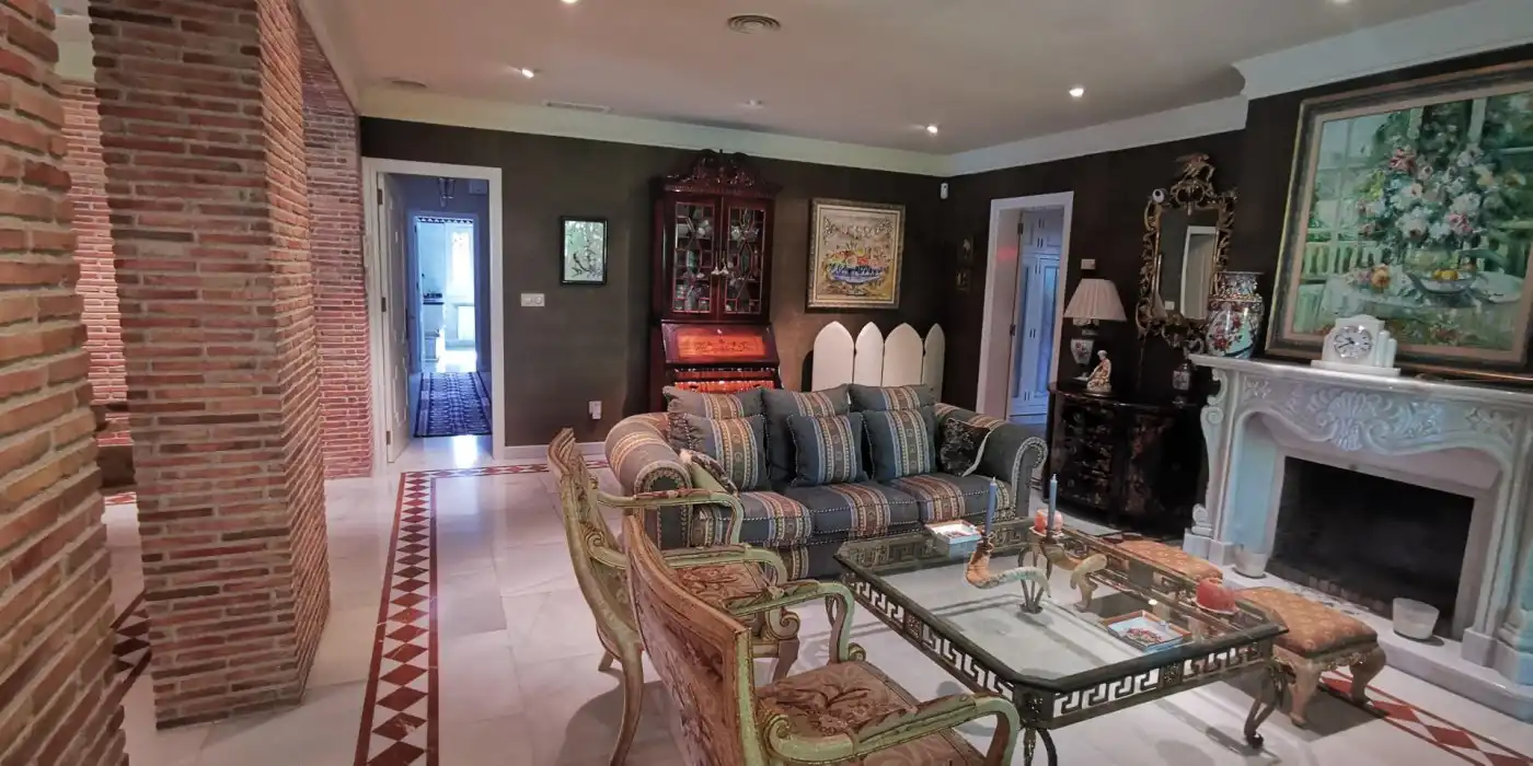 Sala d'estar de Casa o xalet en venda en Elche / Elx amb Aire condicionat, Jardí privat i Terrassa