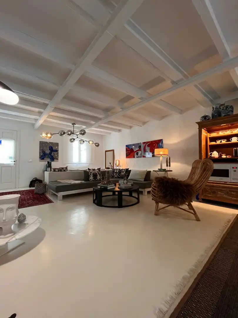 Wohnzimmer von Country house zum Verkauf in Es Migjorn Gran mit Klimaanlage, Heizung und Privatgarten