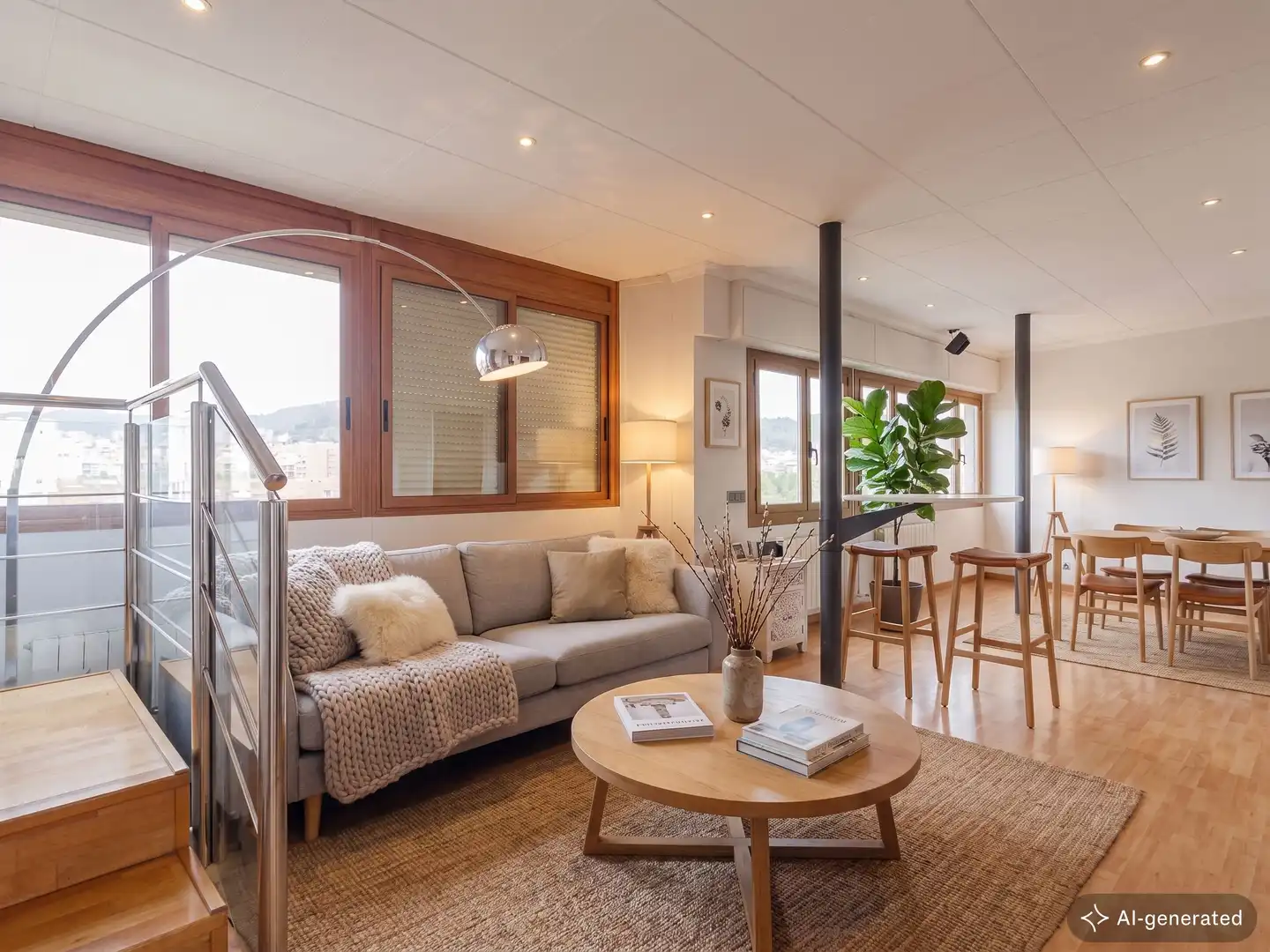 Wohnzimmer von Dachboden zum Verkauf in Barcelona mit Klimaanlage, Heizung und Terrasse