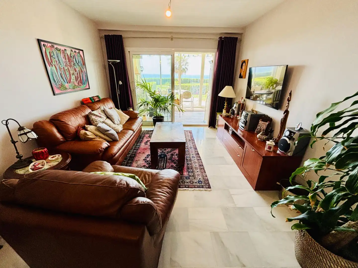 Sala de estar de Apartamento en venta en Mijas con Aire acondicionado, Jardín privado y Terraza