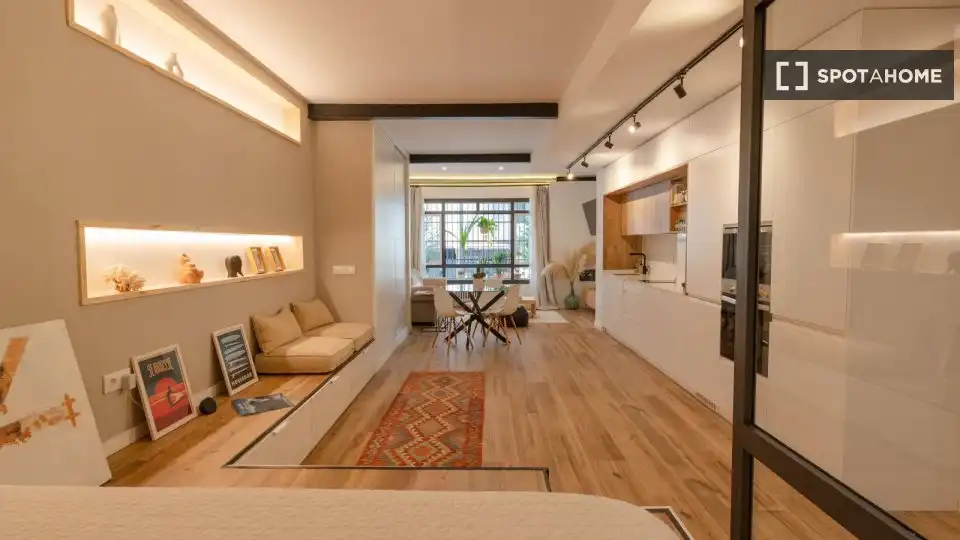 Sala d'estar de Estudi per a compartir en Madrid amb Aire condicionat, Calefacció i Terrassa