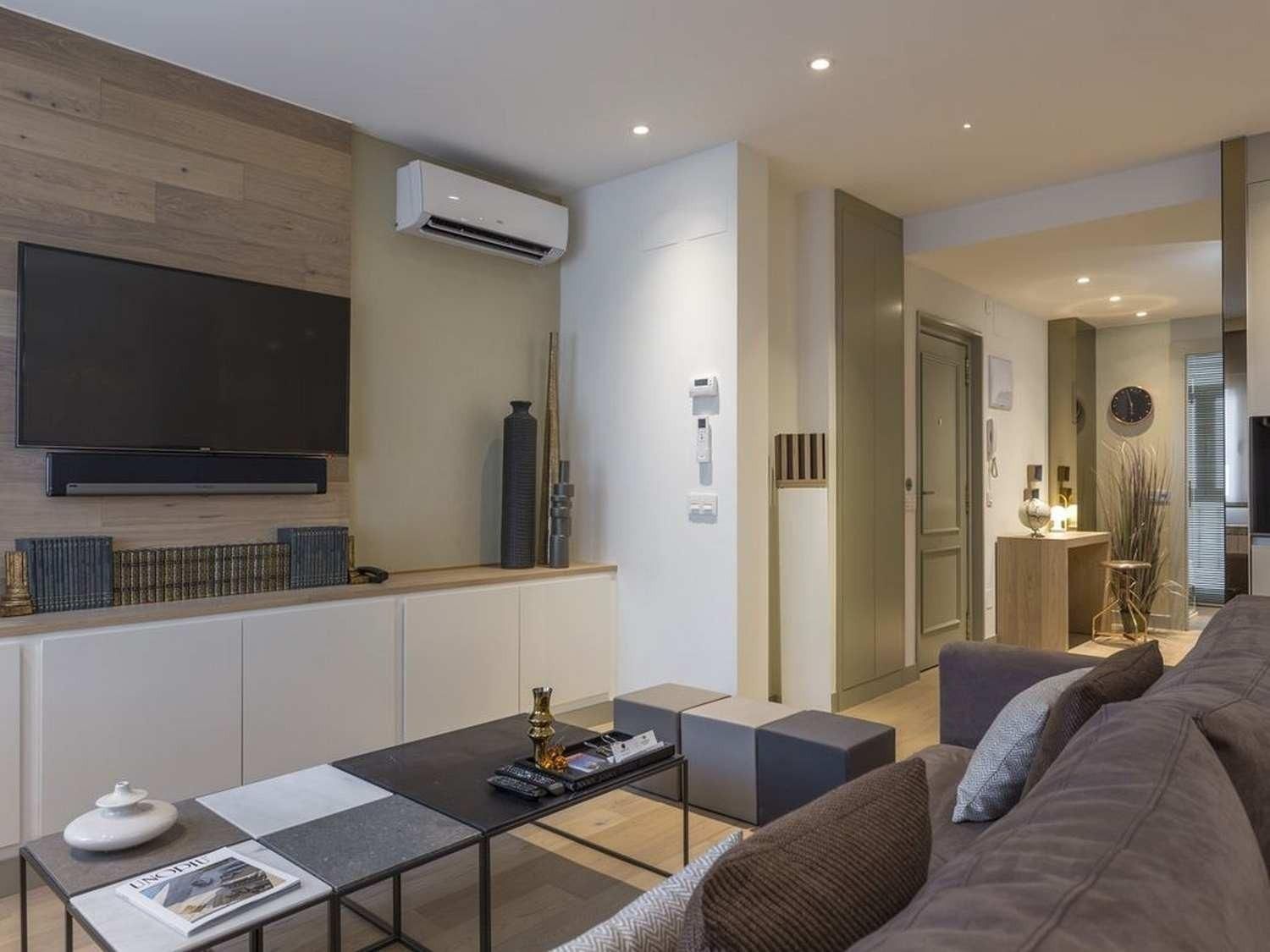 Sala d'estar de Apartament de lloguer en Bilbao  amb Aire condicionat i Balcó
