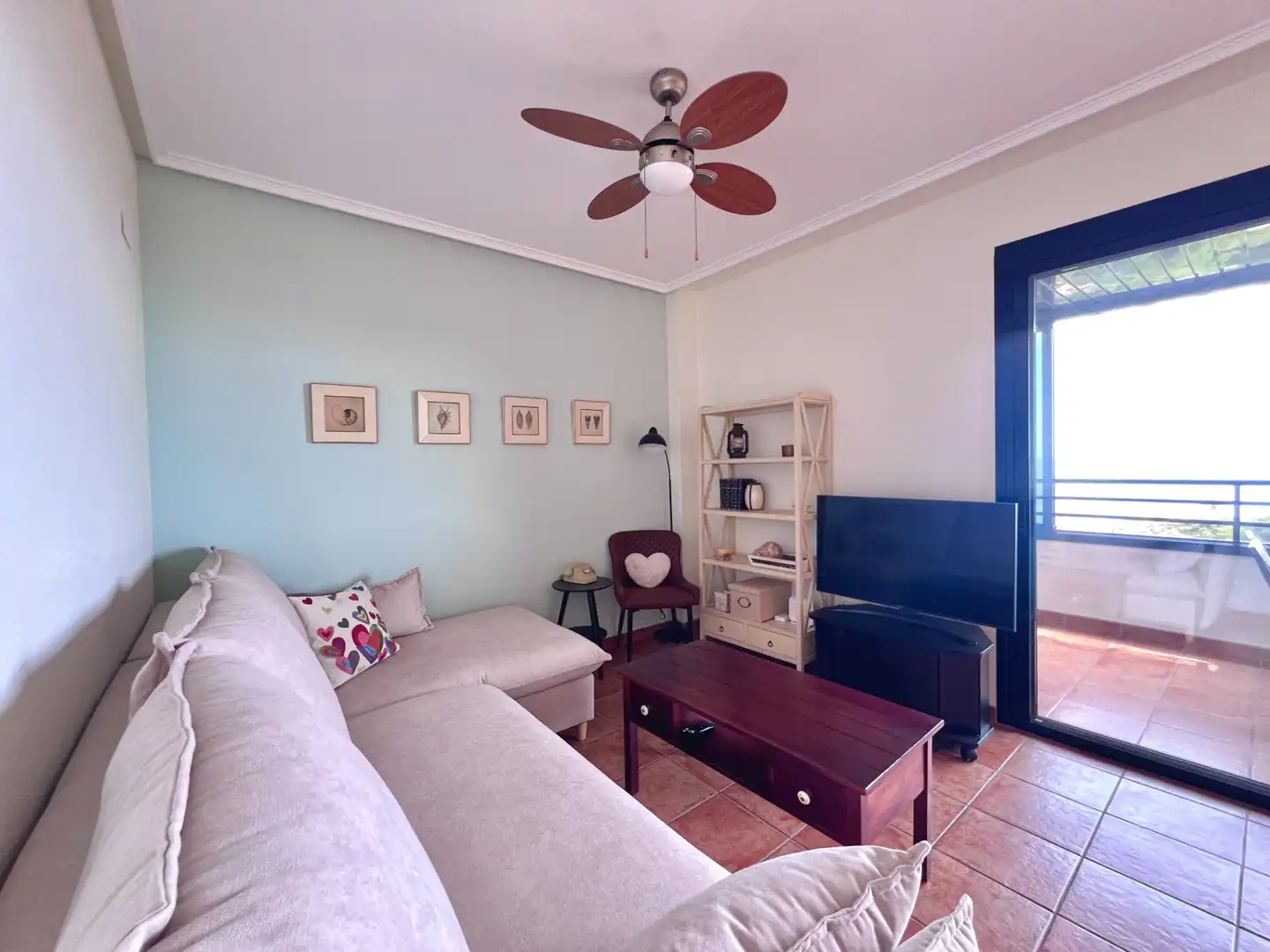 Living room of Flat for rent in Villajoyosa / La Vila Joiosa  with Air Conditioner, Private garden and Terrace