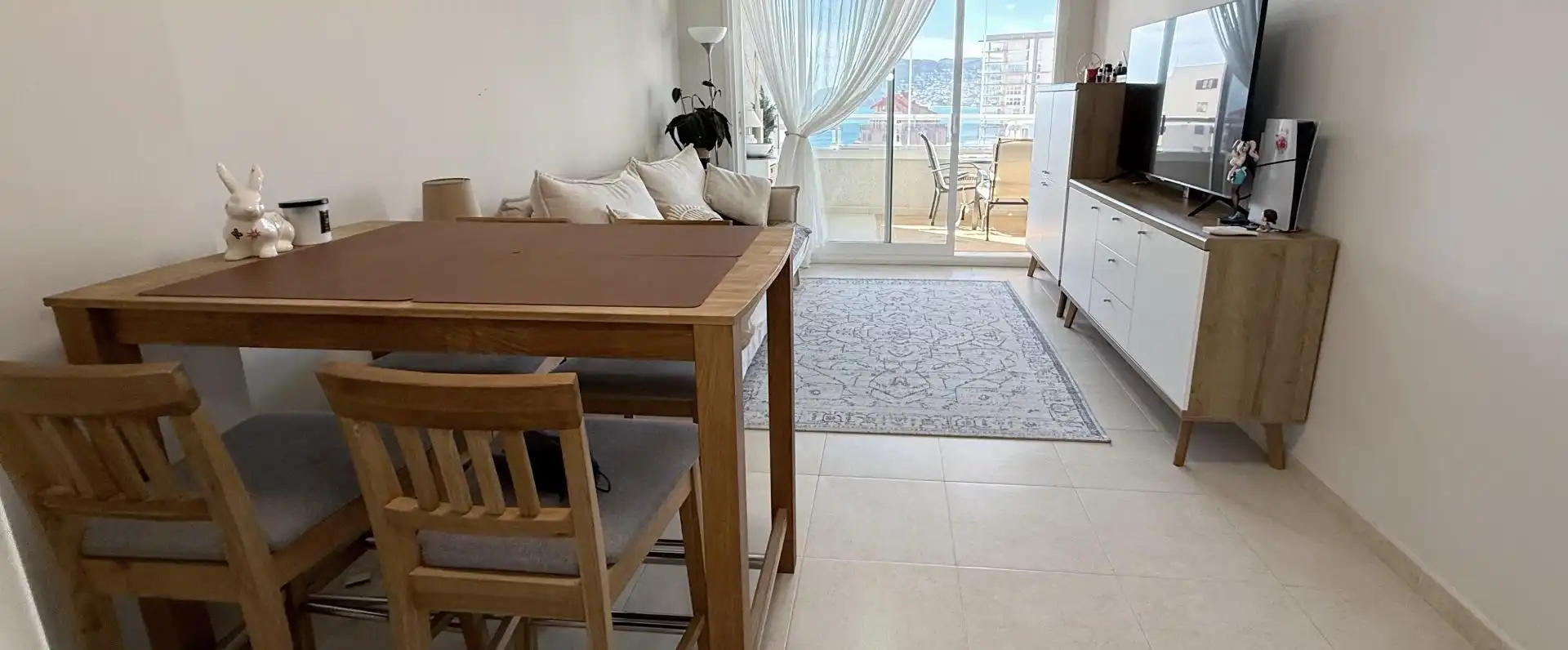 Menjador de Apartament en venda en Calpe / Calp amb Aire condicionat, Calefacció i Jardí privat