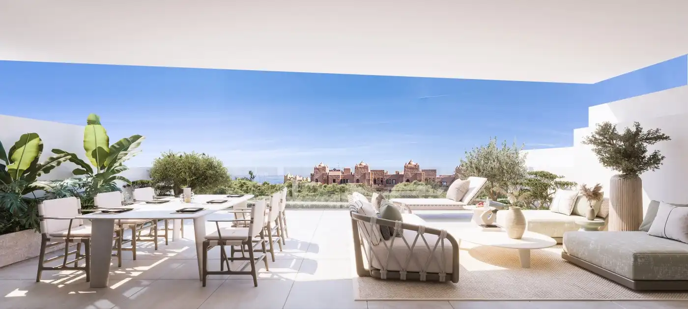 Terraza de Apartamento en venta en Marbella con Aire acondicionado, Piscina y Amueblado
