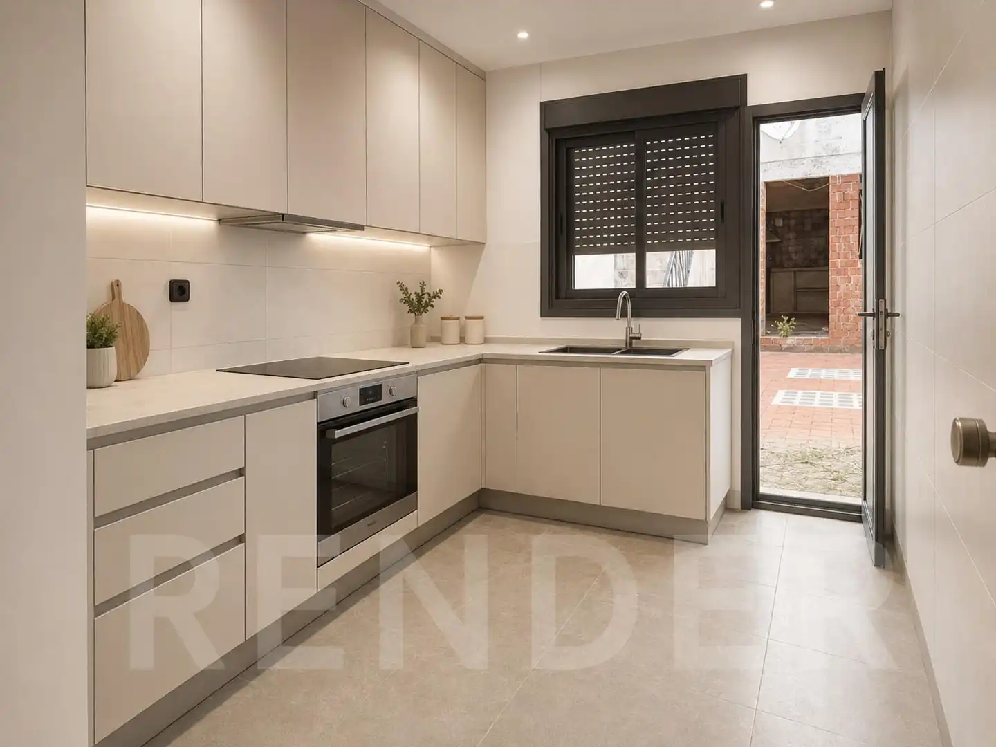 Küche von Wohnung zum Verkauf in Terrassa mit Klimaanlage, Privatgarten und Terrasse