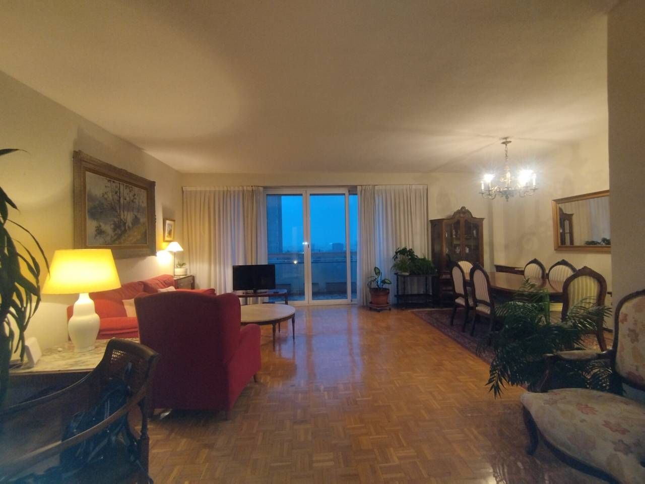Living room of Flat for sale in  Madrid Capital  with Heating, Parquet flooring and Terrace
