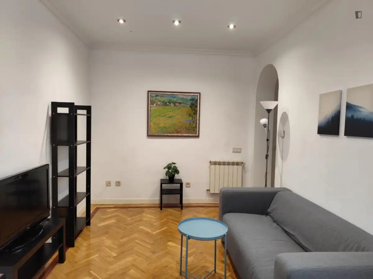 Sala de estar de Apartamento de alquiler en Madrid con Aire acondicionado, Amueblado y Horno