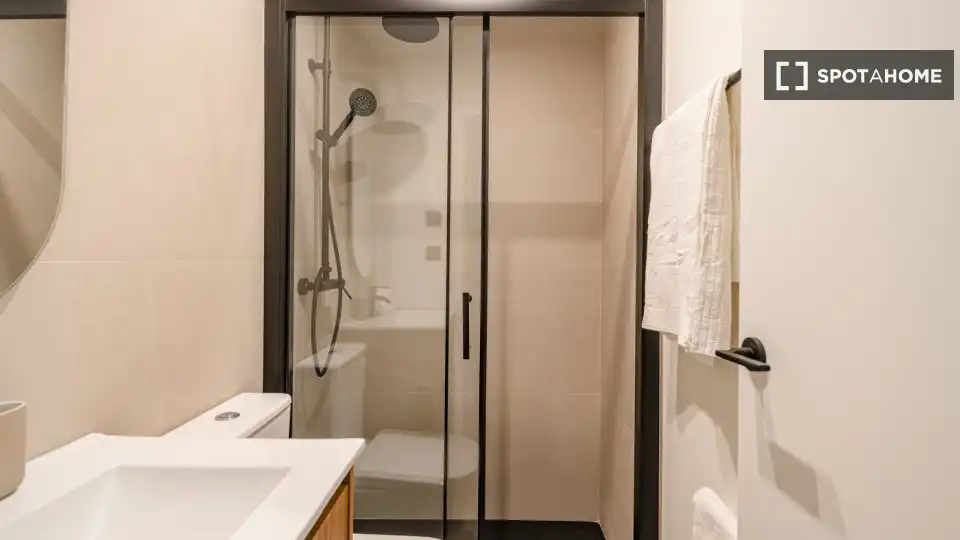 Bathroom of Study for share in Madrid  with Air Conditioner, Heating and Terrace